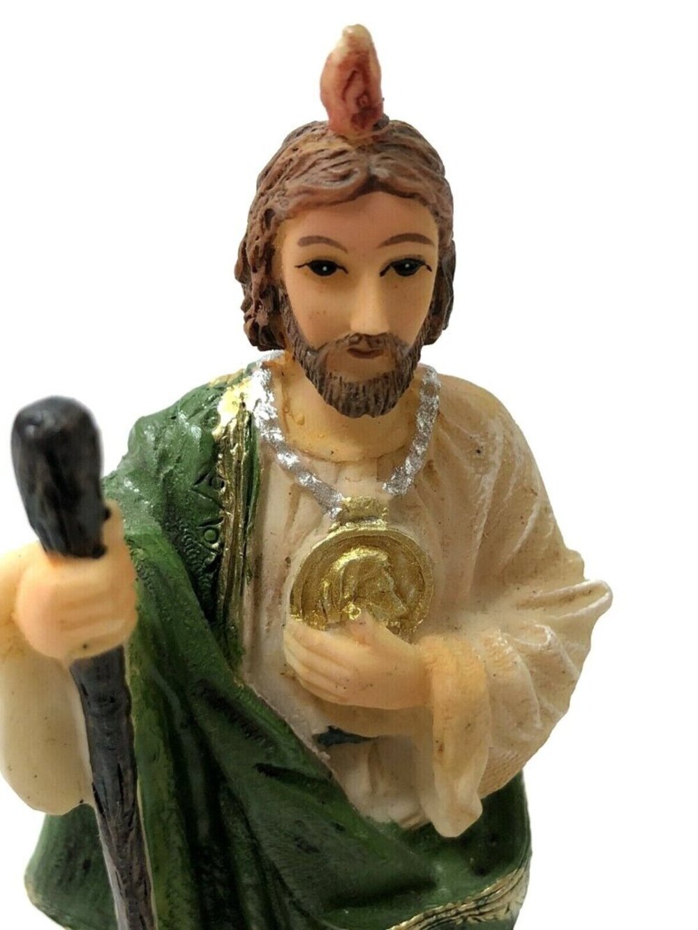 GSC George S Chen Saint St Jude Resin Figurine 5" Medallion Tongue of Flame